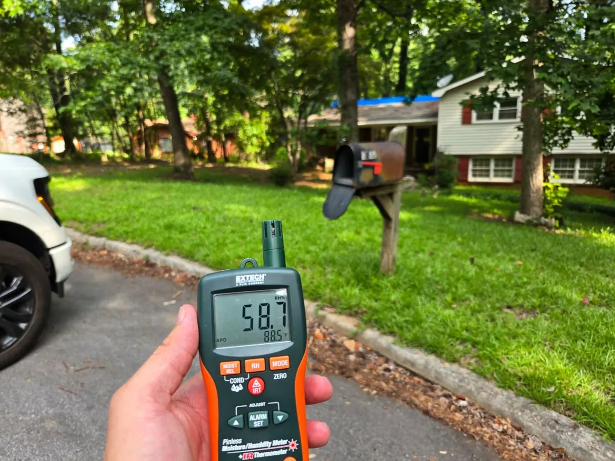Moisture meter used during a field assessment